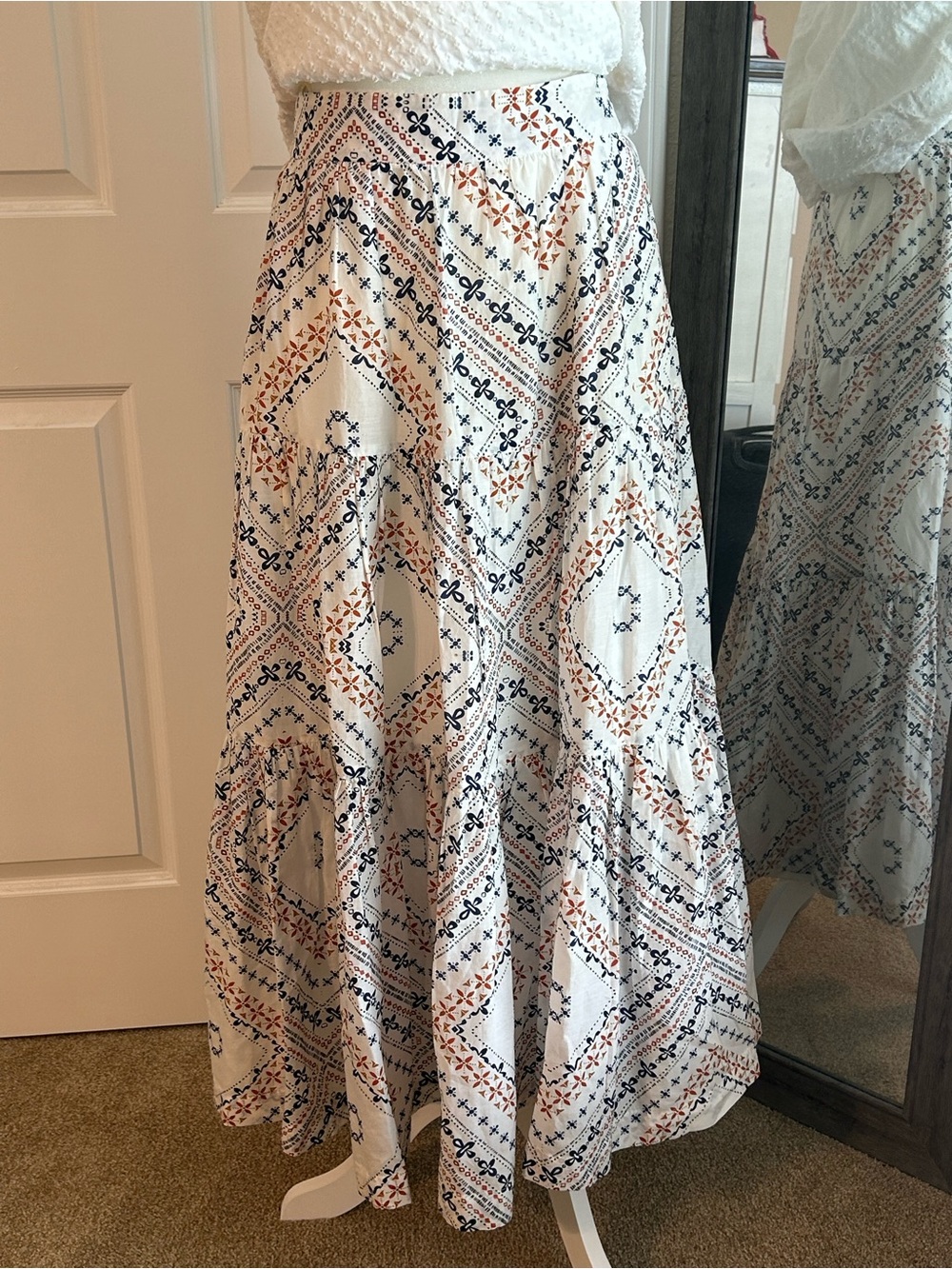 NICHOLAS Boho Silk/Cotton Tiered Maxi Skirt , US Size 6